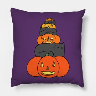 Black Cat and Pumpkin Stack Pillow