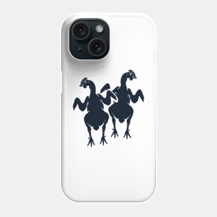 monochrome silhouette illustration of hens Phone Case