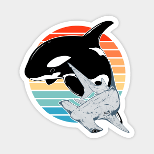 Hammerhead shark and orca Magnet