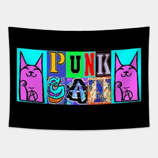 Punk cat by LowEndGraphics Tapestry