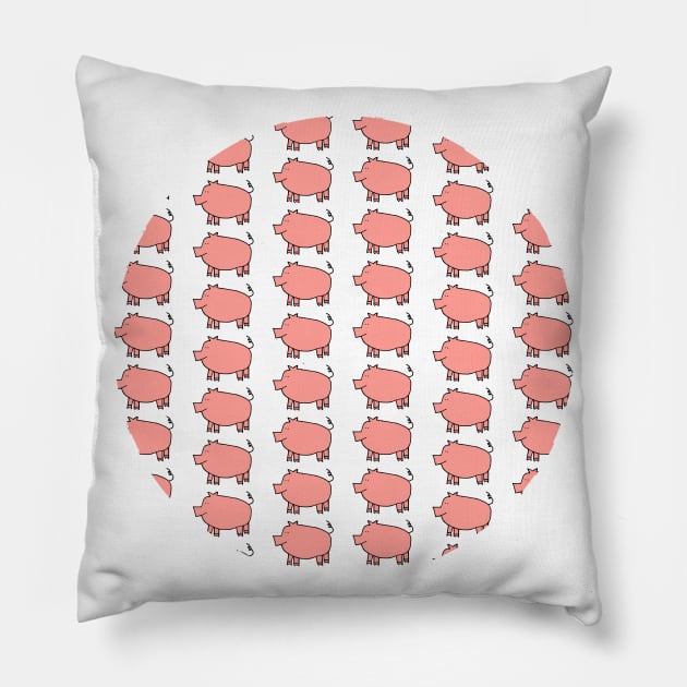 Rose Pink Pig Pattern Pillow by ellenhenryart