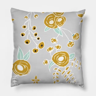 Winter Floral Gold Pillow