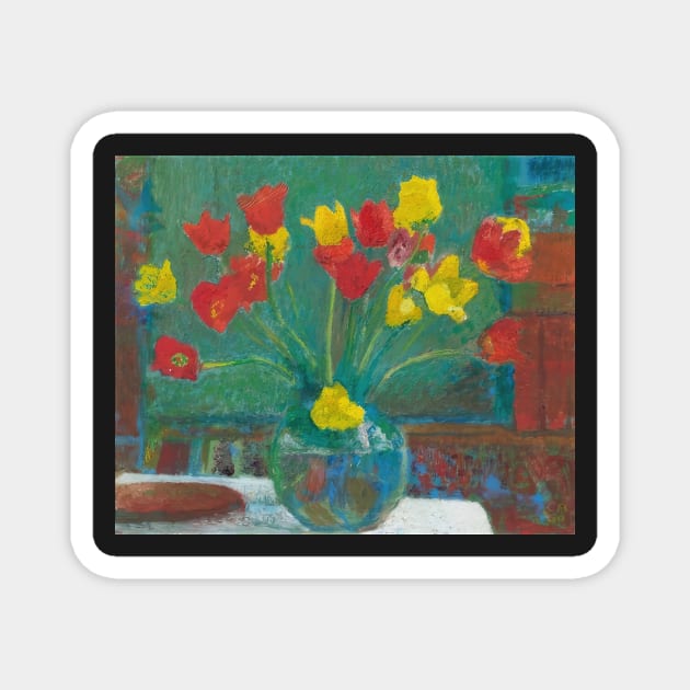 bouquet of tulips 1960 - Cuno Amiet Magnet by Kollagio