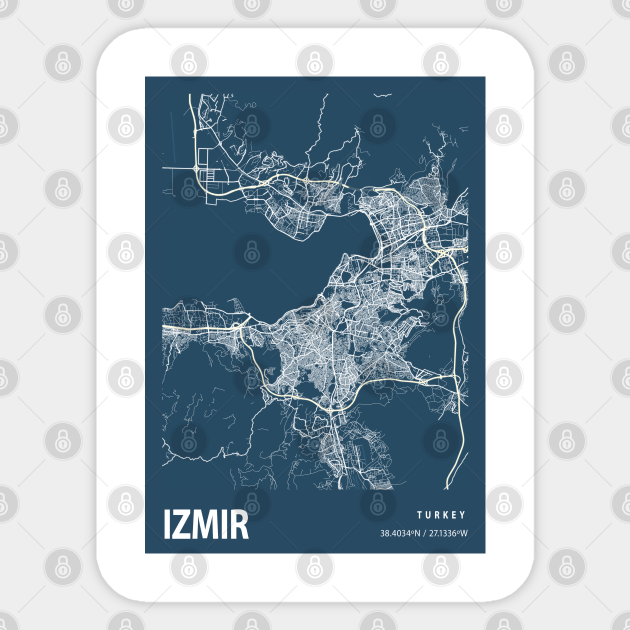 Izmir Blueprint Street Map Izmir Colour Map Prints Izmir Blueprint Street Map Izmir Colou Sticker Teepublic