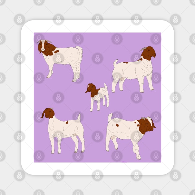 Boer Goats Pattern Purple Magnet by TrapperWeasel