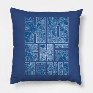 Ho Chi Minh, Vietnam Map Typography - Blueprint Pillow