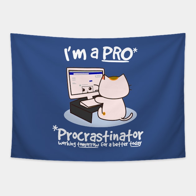 Procrastinator - Funny Cat Tapestry by AbundanceSeed