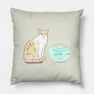 Cat with fishbowl Pillow