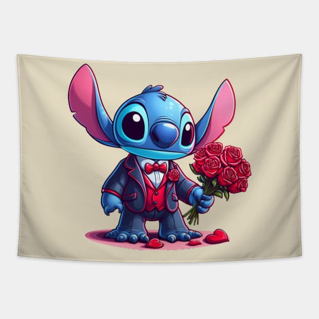 Valentines Day Stitch, Stitch Love Tapestry by BukovskyART