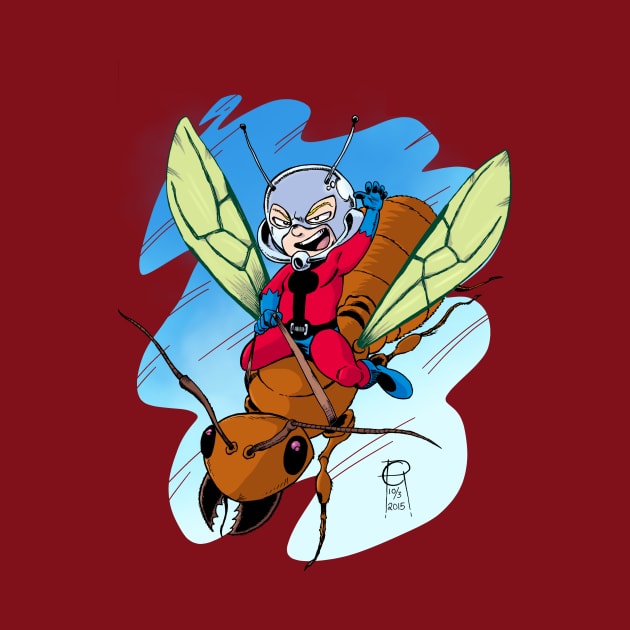 Chibi Ant-Man Riding a Flying Ant by MentalPablum