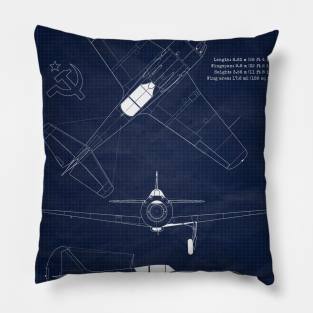 Lavochkin La9 Blueprint Pillow