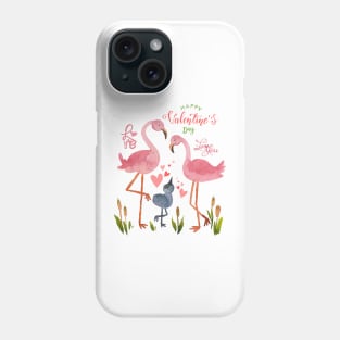 Valentine flamingo birds Phone Case