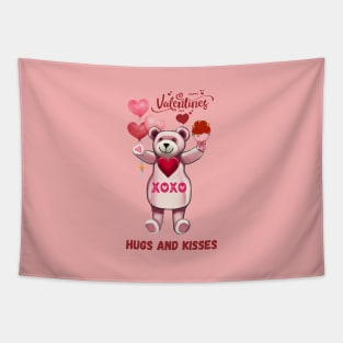 Valentine's Day Hugs And Kisses Teddy Bear Tapestry