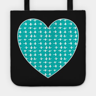 Hearts of teal. Teal, turquoise, aqua blue hearts with small white cross pattern. Tote