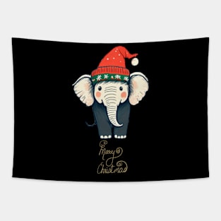 Merry Christmas Elephant Tapestry