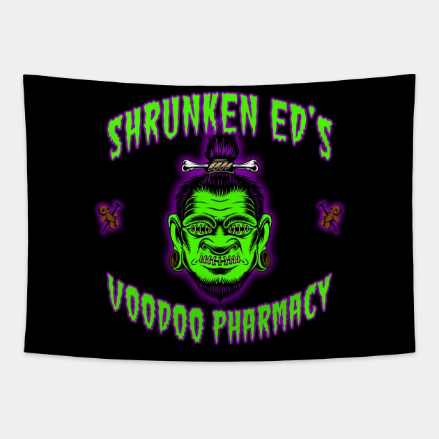 SHRUNKEN ED'S VOODOO PHARMACY Tapestry by GardenOfNightmares