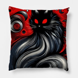 Funny Abstract Art Black Cat Demon Pillow