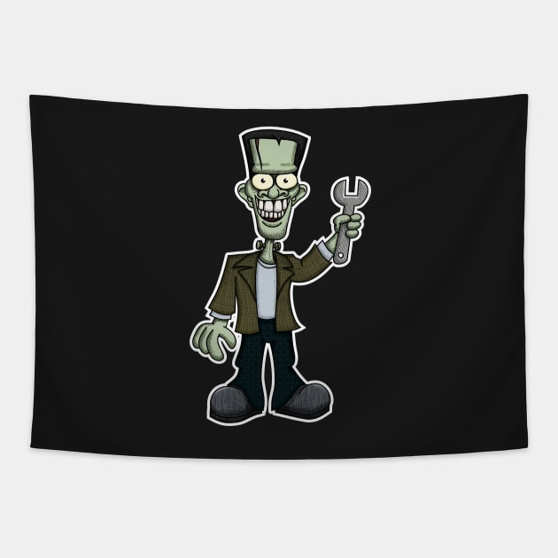 Frankenstein with Wrench Tapestry by Wislander