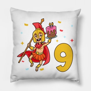 I am 9 with Spartan - kids birthday 9 years old Pillow