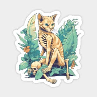 Skeleton Cat in the Garden Magnet