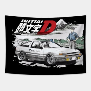 Initial D - Japan mt. fuji Mountain Drift Racing Takumi Fujiwara's Toyota AE86 Deep Forest GT Tapestry