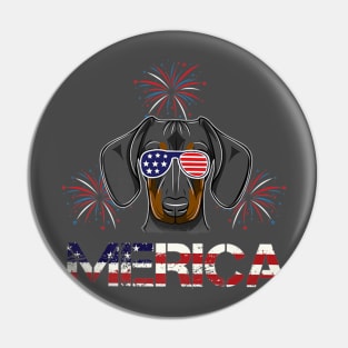 Cute Daschund Merica Memorial Day Patriot Pin