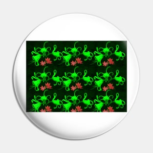 Lilies in Red and Green Pin