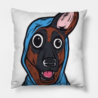 German Shepherd Blue Hoodie Pillow