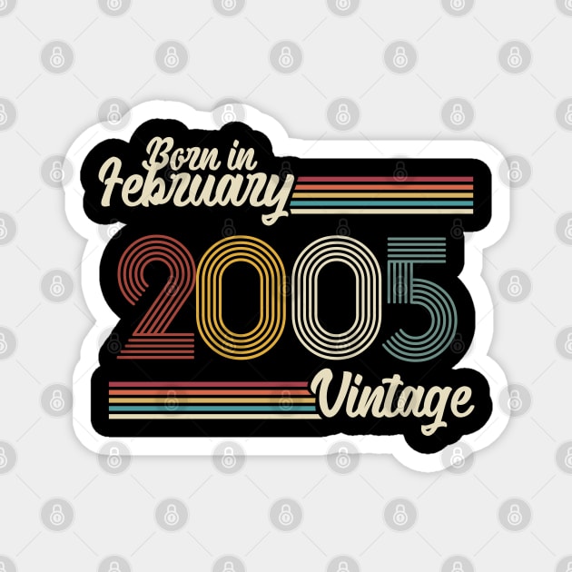 Vintage Born in February 2005 Magnet by Jokowow