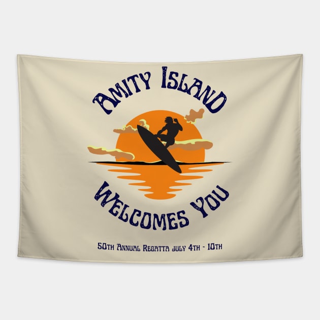 Amity Island 50th Annual Regatta Tapestry by Teessential