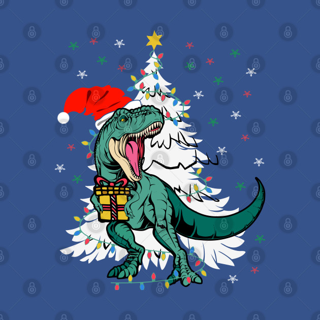 Discover Tree Rex T-Rex Wearing Santa Hat Christmas Tree Xmas Lights Dinosaur Lover Christmas Gift - Tree Rex - T-Shirt