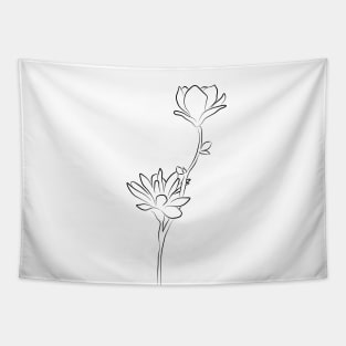 Flower Line Drawing - Modern Magnolia Tapestry