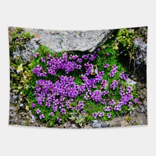 Mountain flowers Switzerland bumblebee / Swiss Artwork Photography Tapestry