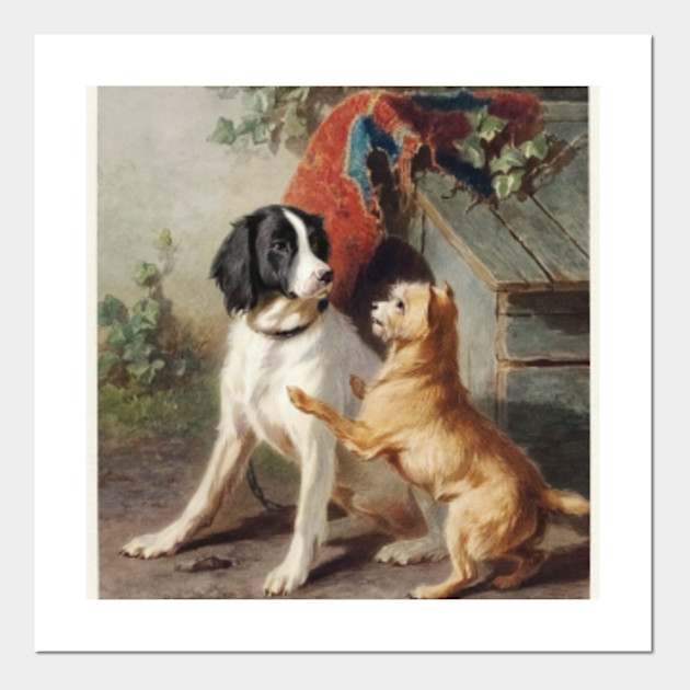 Two Dogs By A Kennel By Conradijn Cunaeus Dog Posters And Art