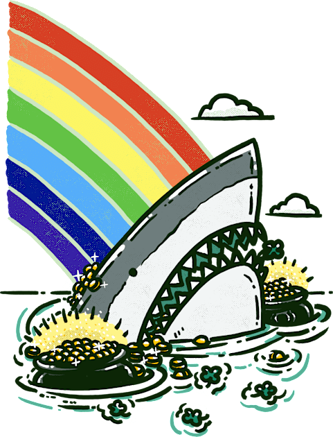 Pot O'Gold Shark Kids T-Shirt by nickv47