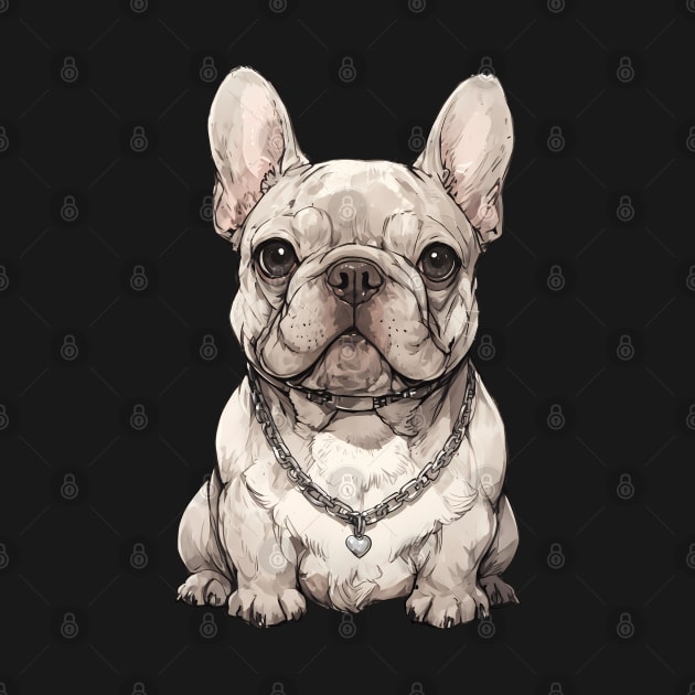 Cream Brindle with Silver Chain French Bulldog by CandyApparel