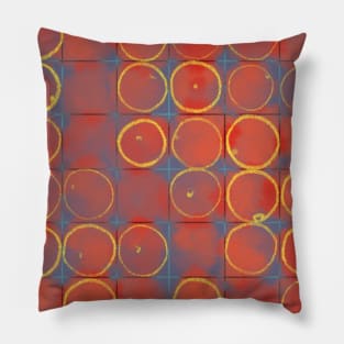 Red apple pattern on blue grid Pillow