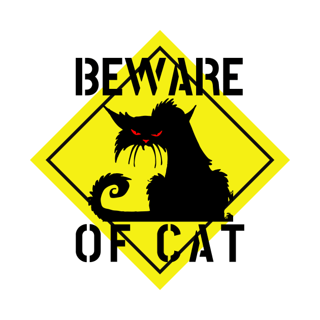 WARNING BEWARE OF CAT crazy cat funny sign road sign cat lover cat owner by the619hub