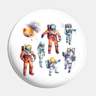 Astronaut Watercolor People Pin