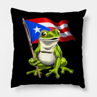 Coqui Frog Puerto Rico Flag Pillow