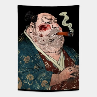 Puff Sumo: Tolerance is King on a Dark Background Tapestry