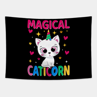 Magical Caticorn Rainbow Tapestry