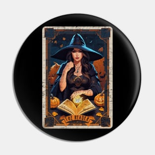 The Reader Vintage Witch Halloween Tarot Card Pin