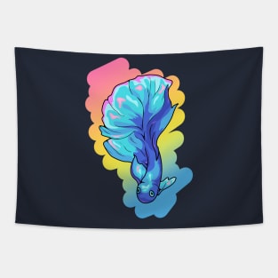 Colorful Fish with back. Blue and pink. Tapestry