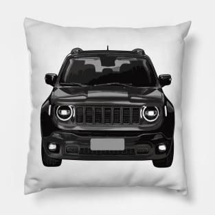 Black Jeep Renegade Illustration Pillow