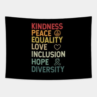 Kindness Peace Equality Love Inclusion Hope Diversity Human Rights Tapestry