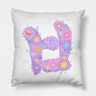 "ㅂ" Floral Letter Hangeul Pillow