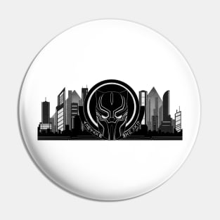 Wakanda and the mask (B&W version 2) Pin