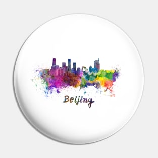 Beijing skyline in watercolor Pin