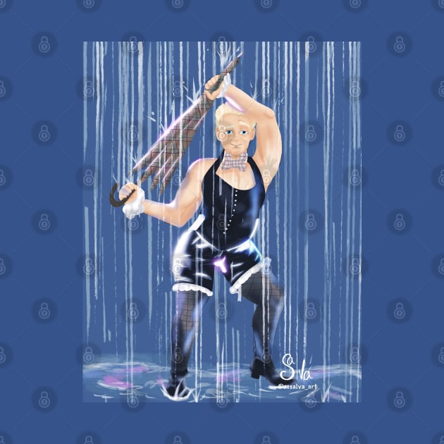 Aziraphale Dancing in the rain by AC Salva